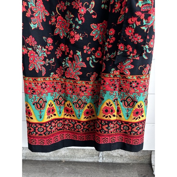 Sag Harbor‎ Womens Wrap Dress Black Red Floral Pointed Collar Size 12 Tall 0304 - Picture 7 of 12